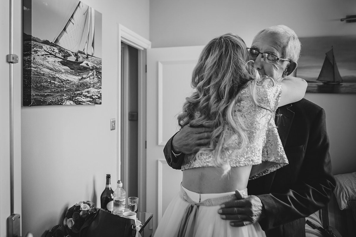 Bride and father of the bride at The Headland Hotel