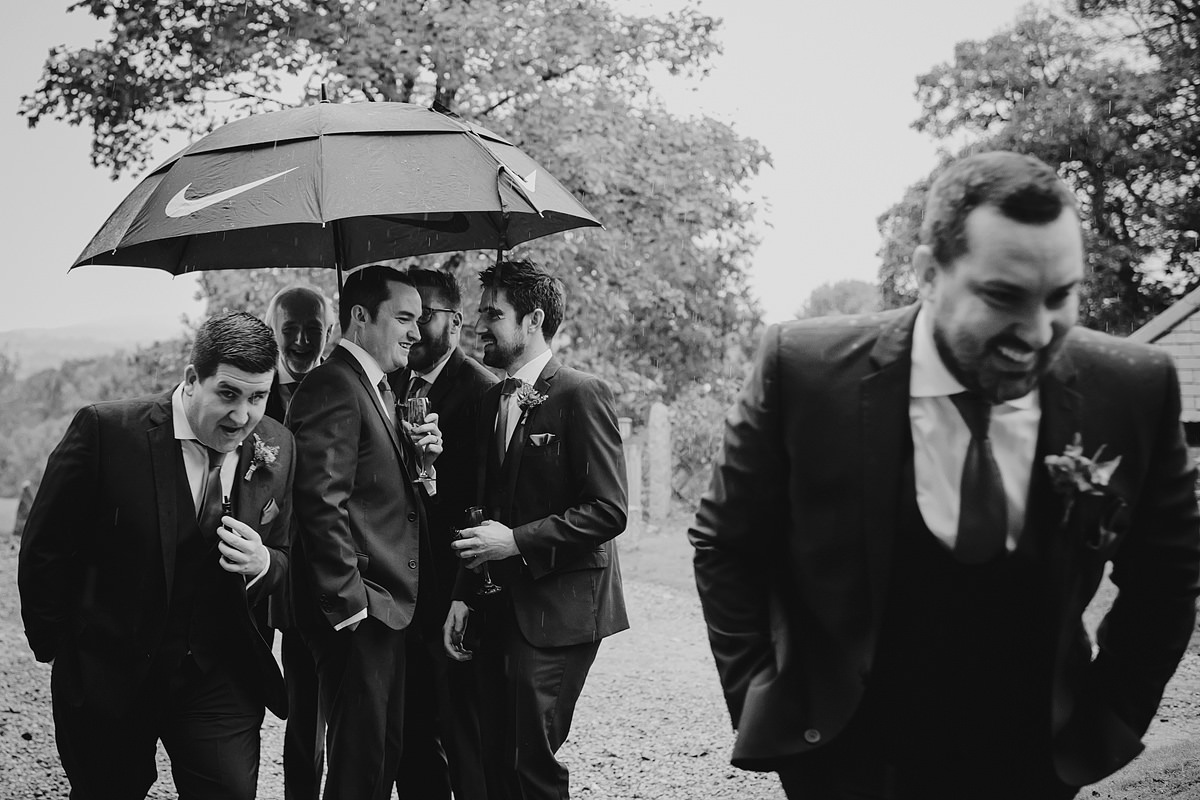 Rainy wedding photography at The Green Cornwall