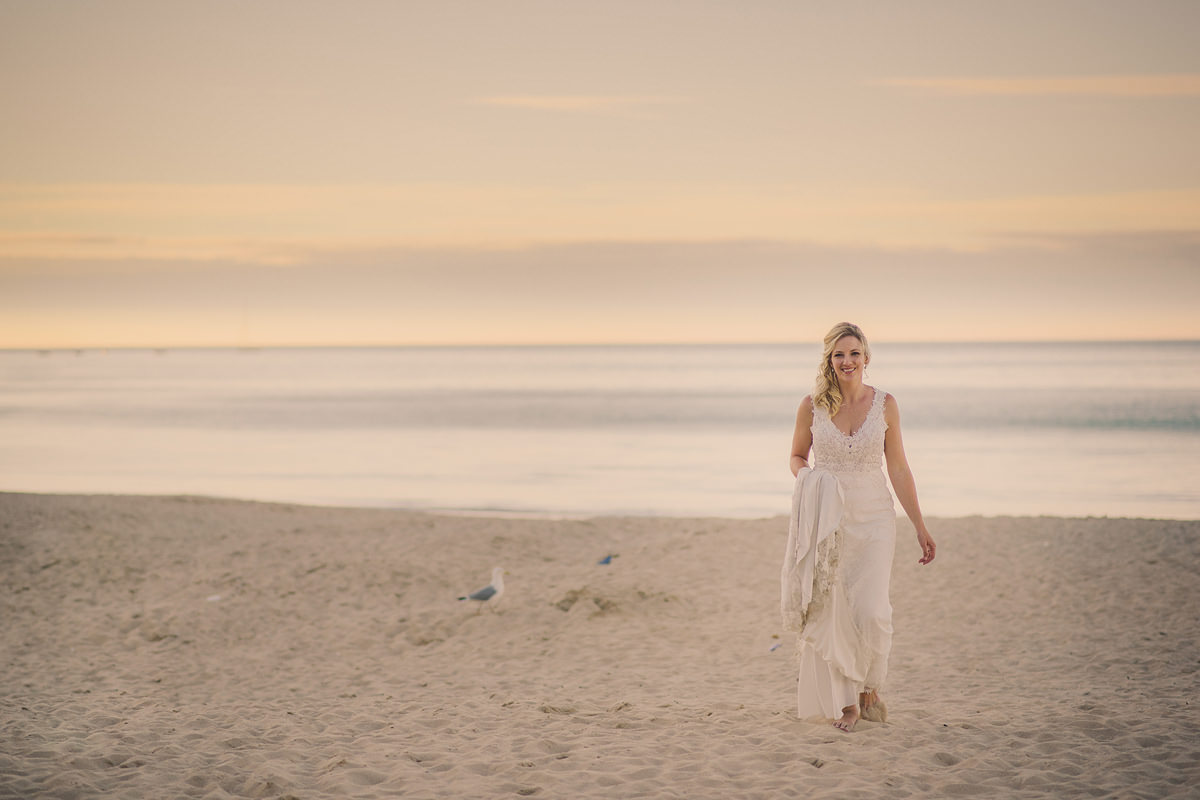 Bride sunset photo at Carbis Bay beach